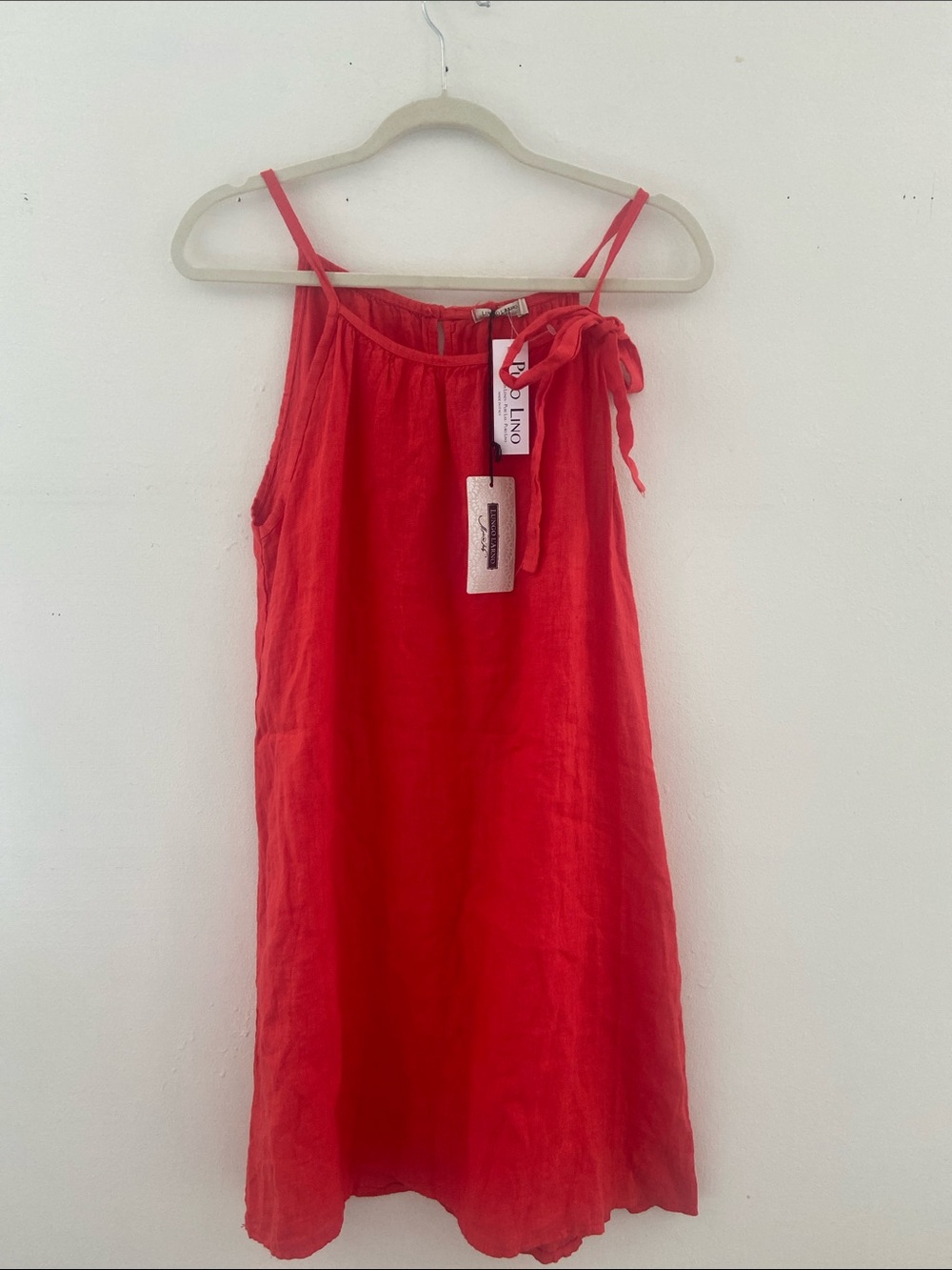 LUNGO L'ARNO Linen Dress Made in Italy Red Poppy Relaxed Minimalist size L - Picture 5 of 10